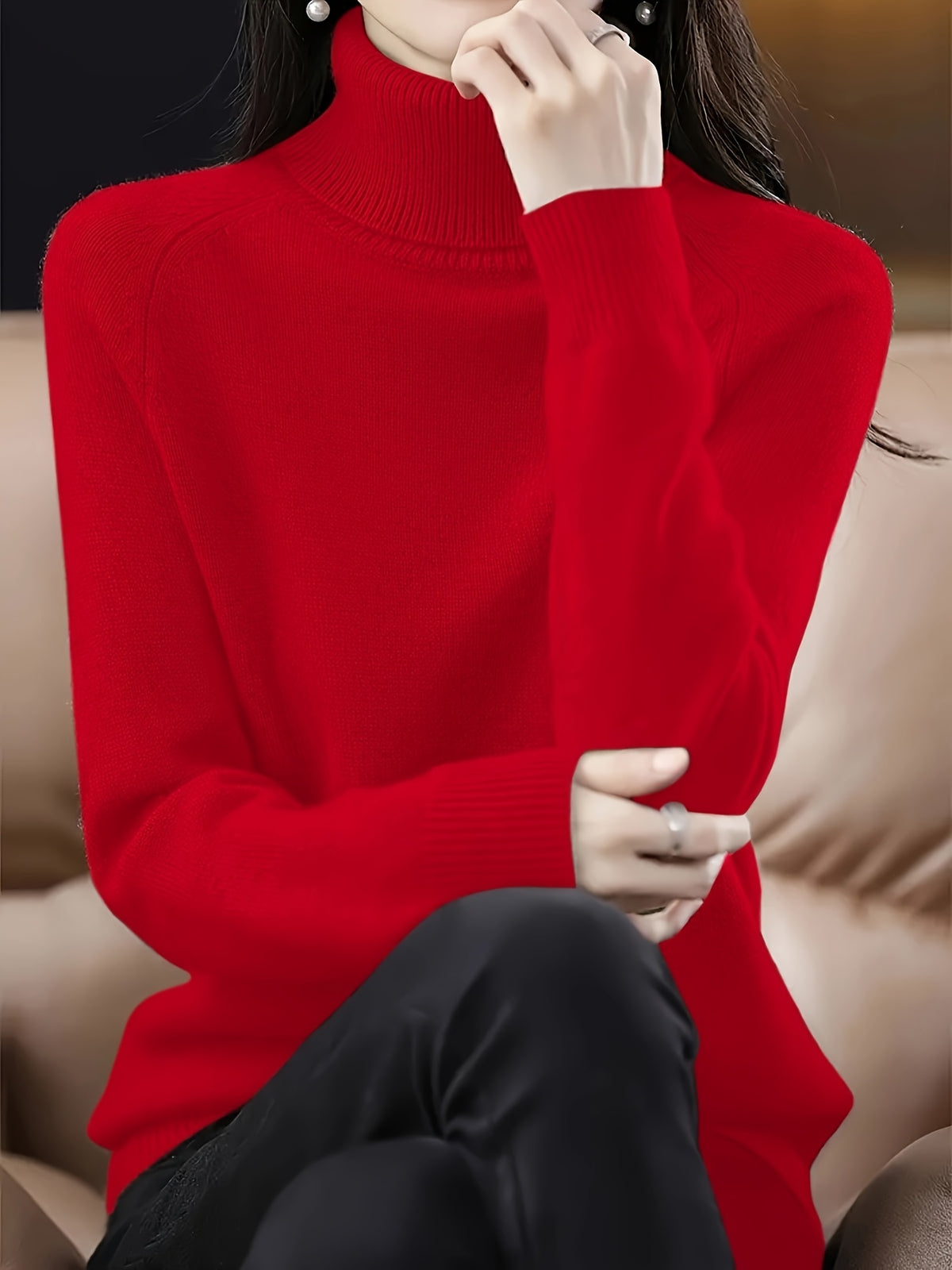 Rosalinde | Damen Rollkragenpullover mit geripptem Kragen