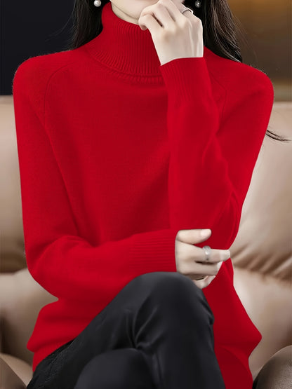 Rosalinde | Damen Rollkragenpullover mit geripptem Kragen