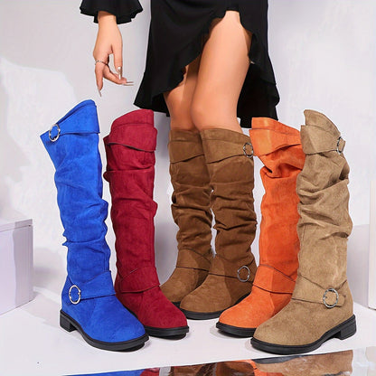 Birthe | Damen Chelsea Boots knielang mit Schnalle
