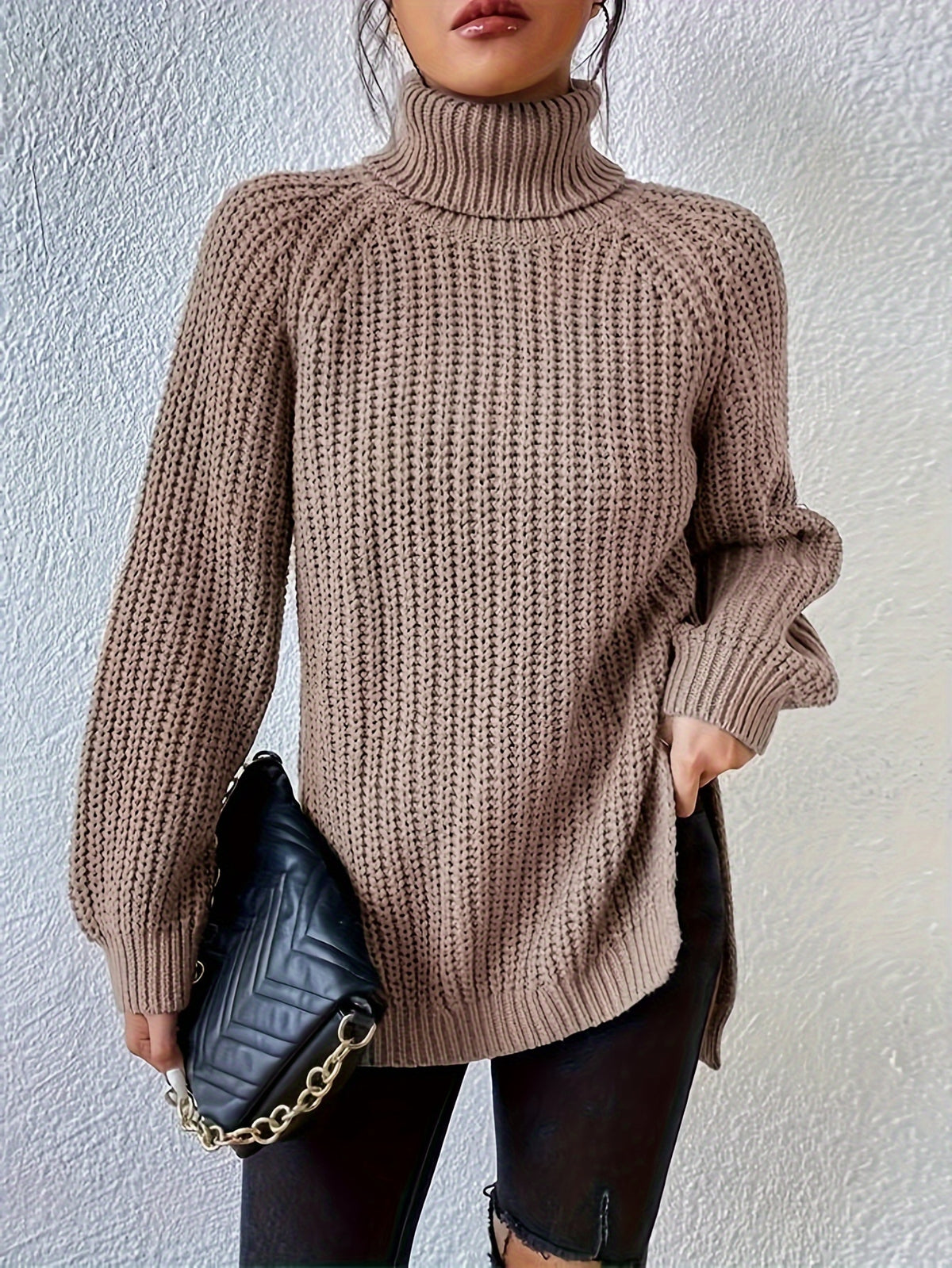 Iselin | Damen Grobstrick Rollkragenpullover
