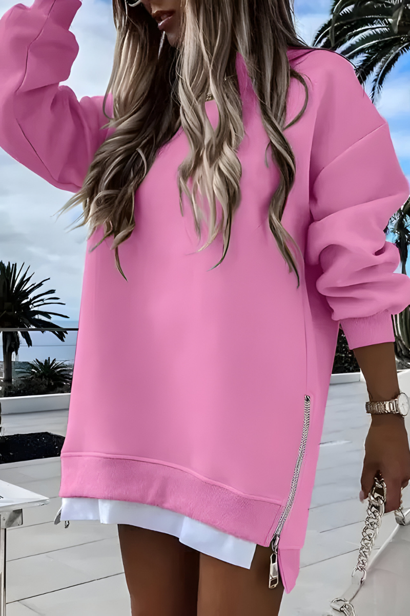 Hannah | Damen Oversized Pullover mit Seitenreißverschluss