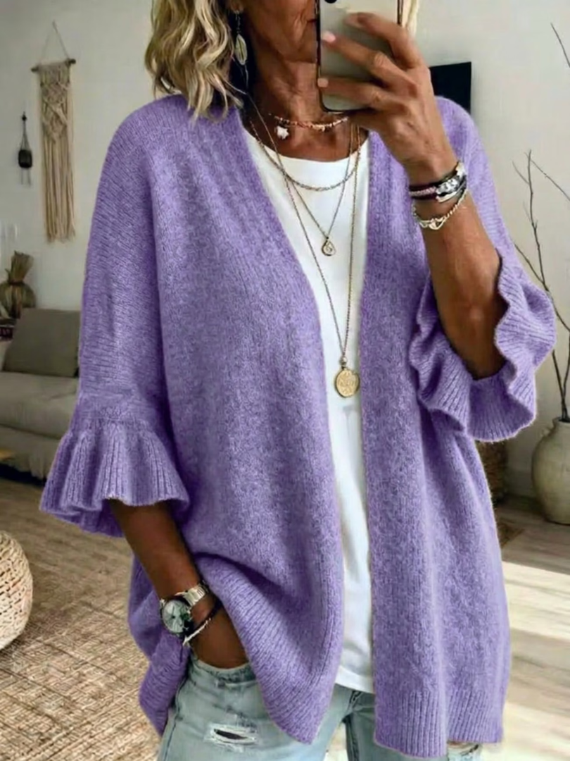 Janne | Offene Strickjacke Damen mit Volantärmeln