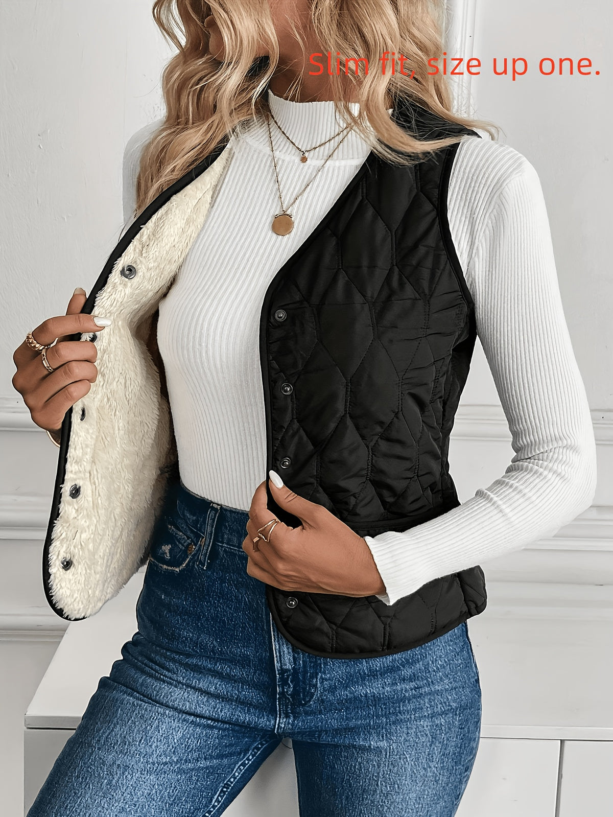 Corinne | Damen Winterjacke Gesteppt Kunstfellfutter Knopfleiste