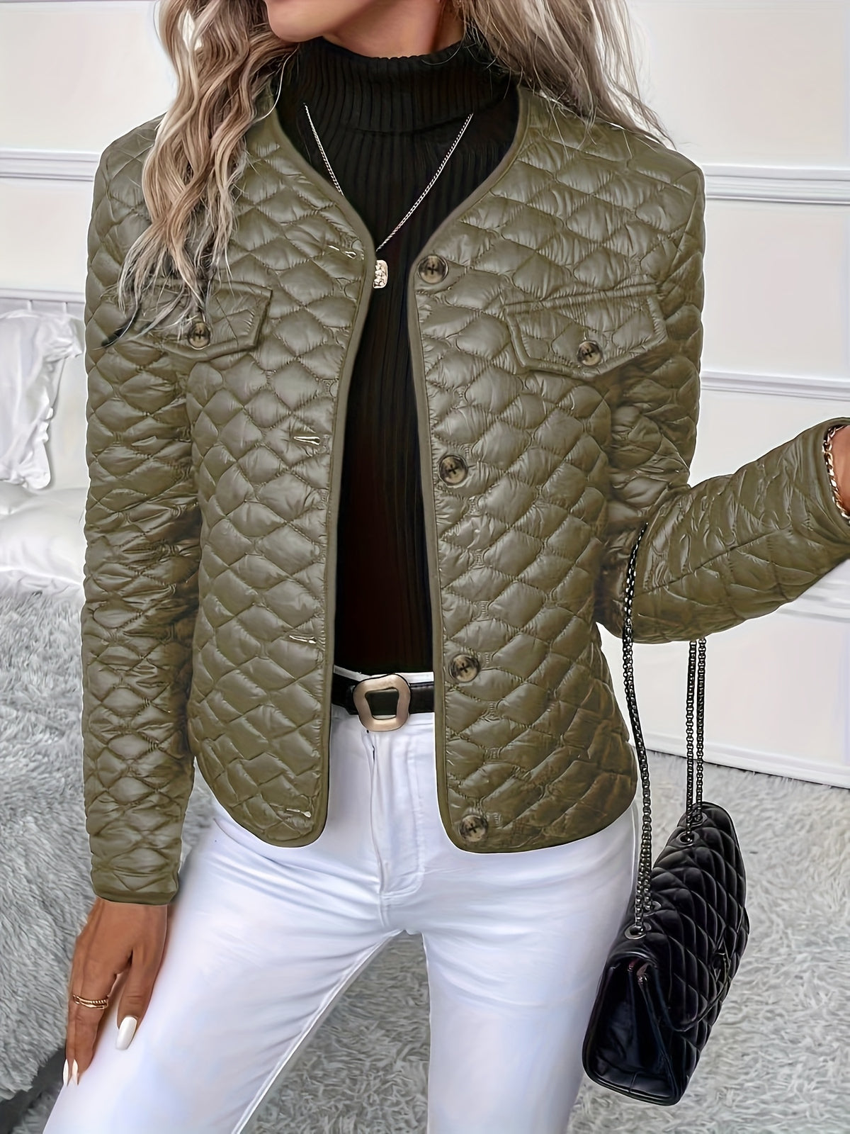 Cordelia | Winterjacke Damen Gesteppt mit Reverskragen Knopfleiste