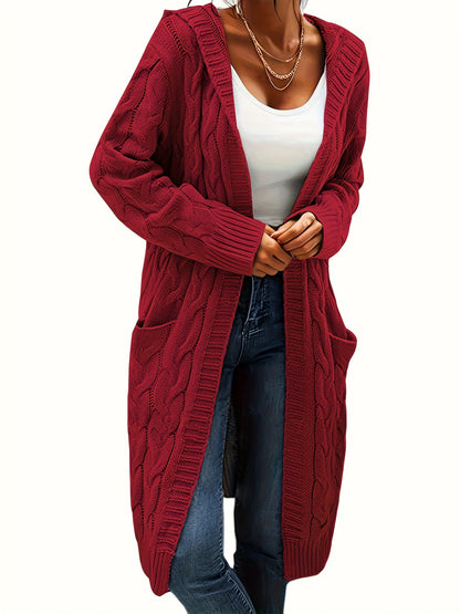 Chiara | Zopfmuster Strickjacke mit Kapuze für Damen