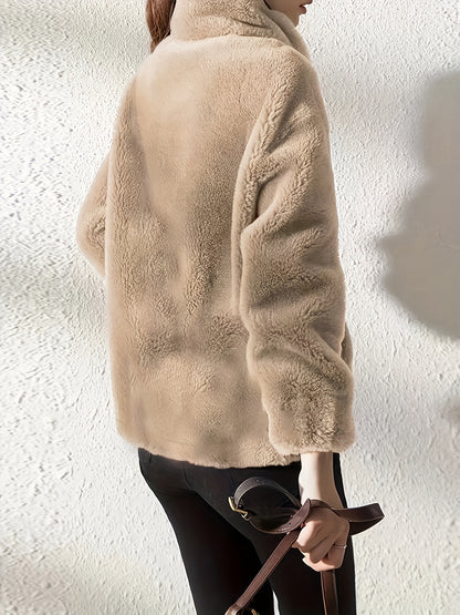 Cilla | Winterjacke Damen Flauschiger Stehkragen Reißverschluss