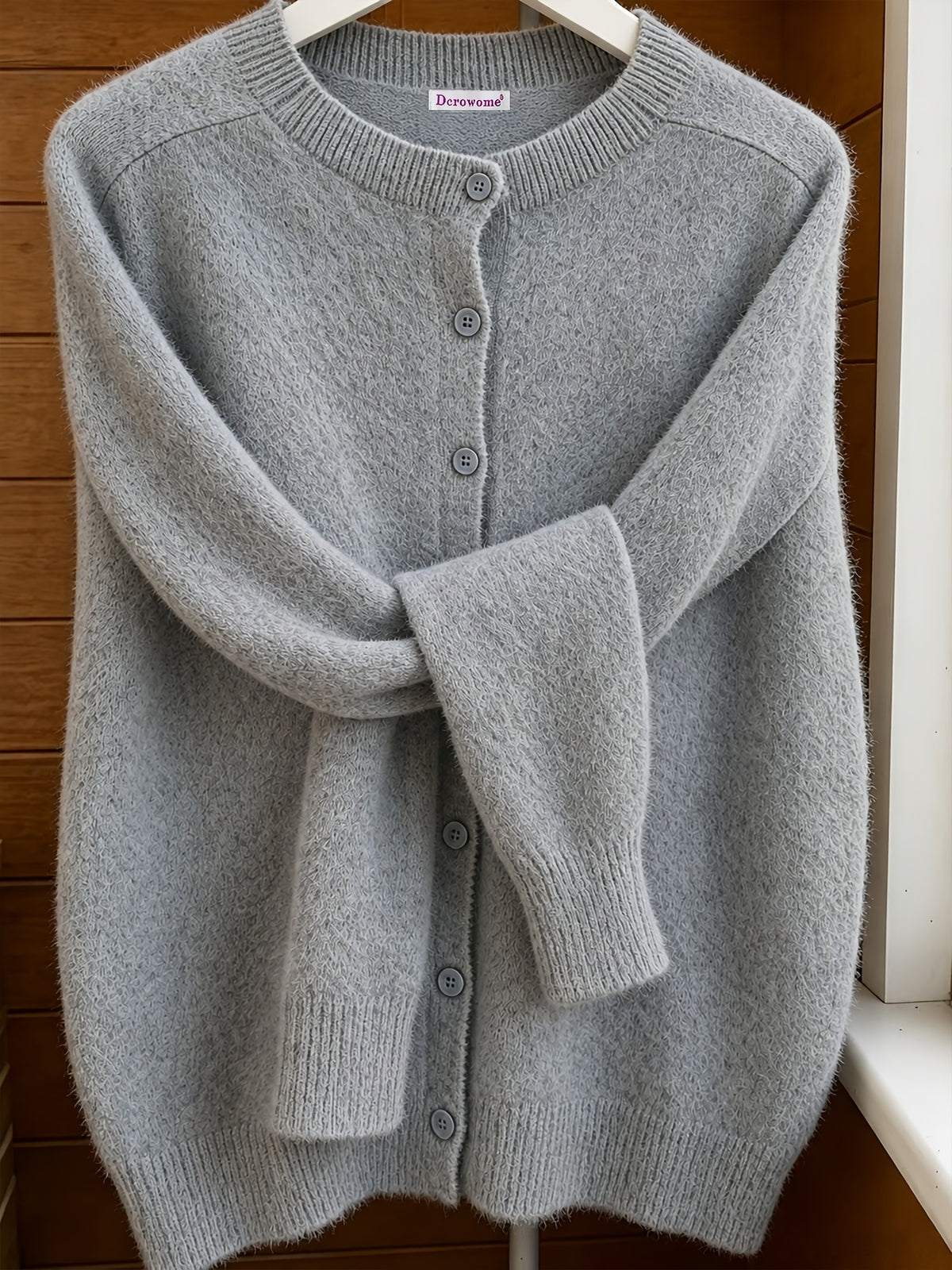 Elvira | Damen Strickjacke Cardigan Rundhalsausschnitt