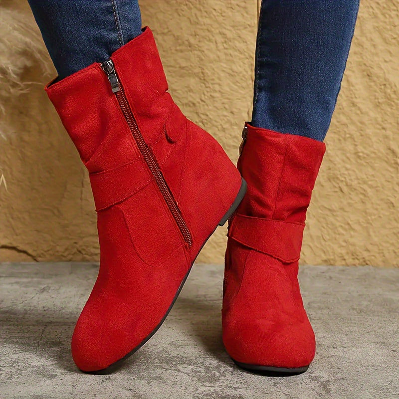 Marla | Damen Chelsea Boots mit Schnalle, Wildlederlook