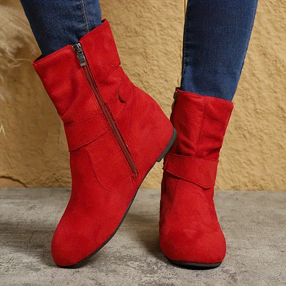 Marla | Damen Chelsea Boots mit Schnalle, Wildlederlook