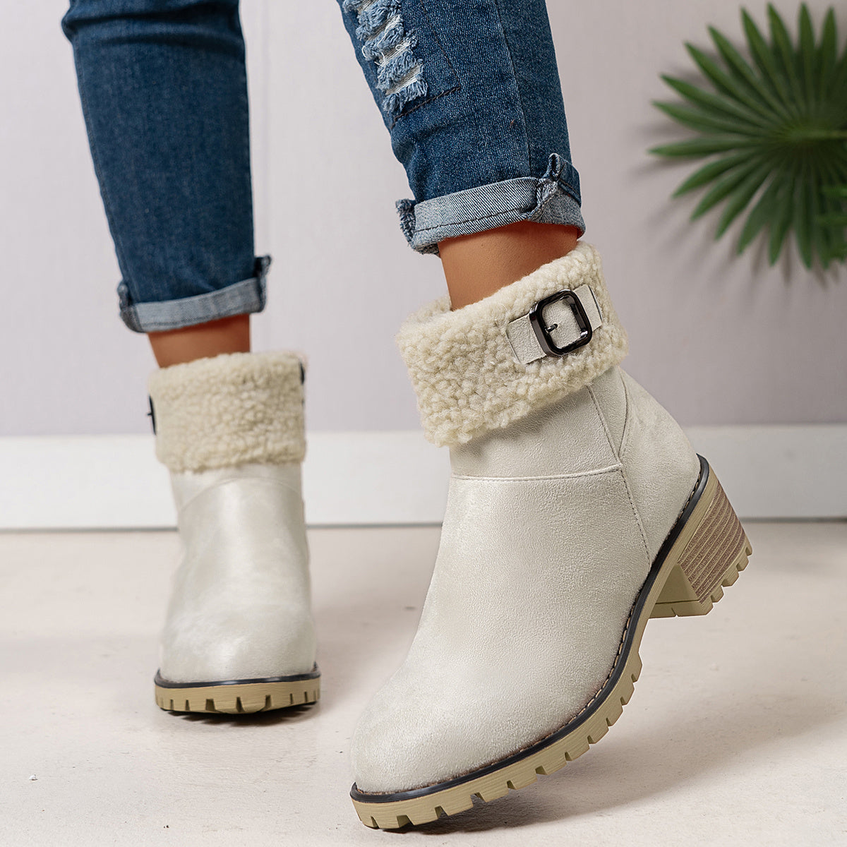 Belinda | Chelsea Boots für Damen mit Kunstfellkragen
