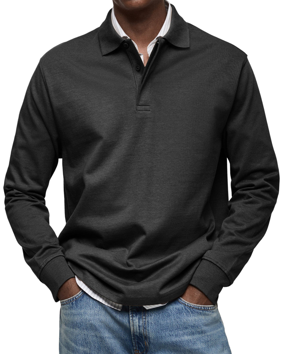 Matteo | Langarm Polo Shirt mit Knopfleiste für Herren