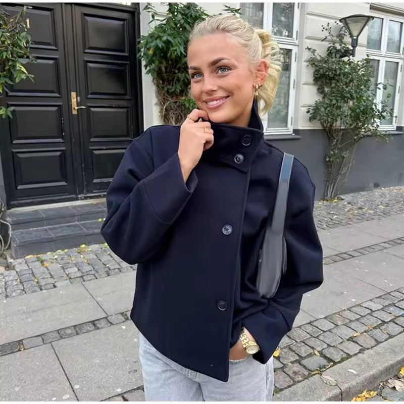 Alma | Damen Kurzmantel Elegant Zweireiher Winter