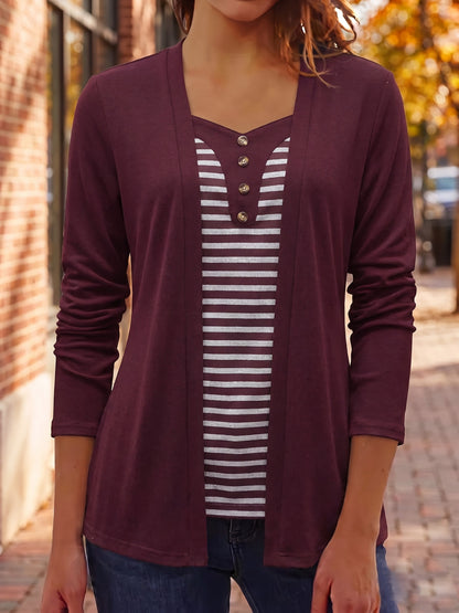 Eleanor | Damen Strickcardigan mit Streifen-Einsatz