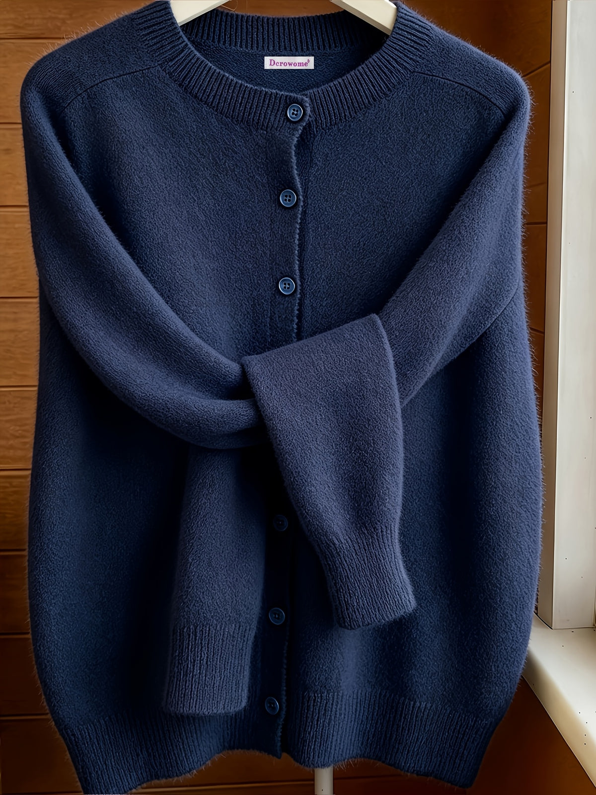 Elvira | Damen Strickjacke Cardigan Rundhalsausschnitt