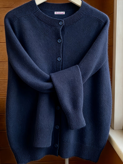 Elvira | Damen Strickjacke Cardigan Rundhalsausschnitt