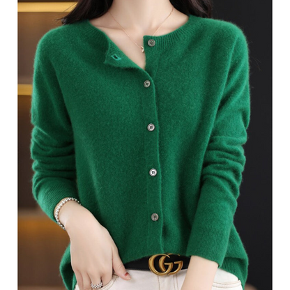Marlene | Damen Strickjacke mit Rundhalsausschnitt
