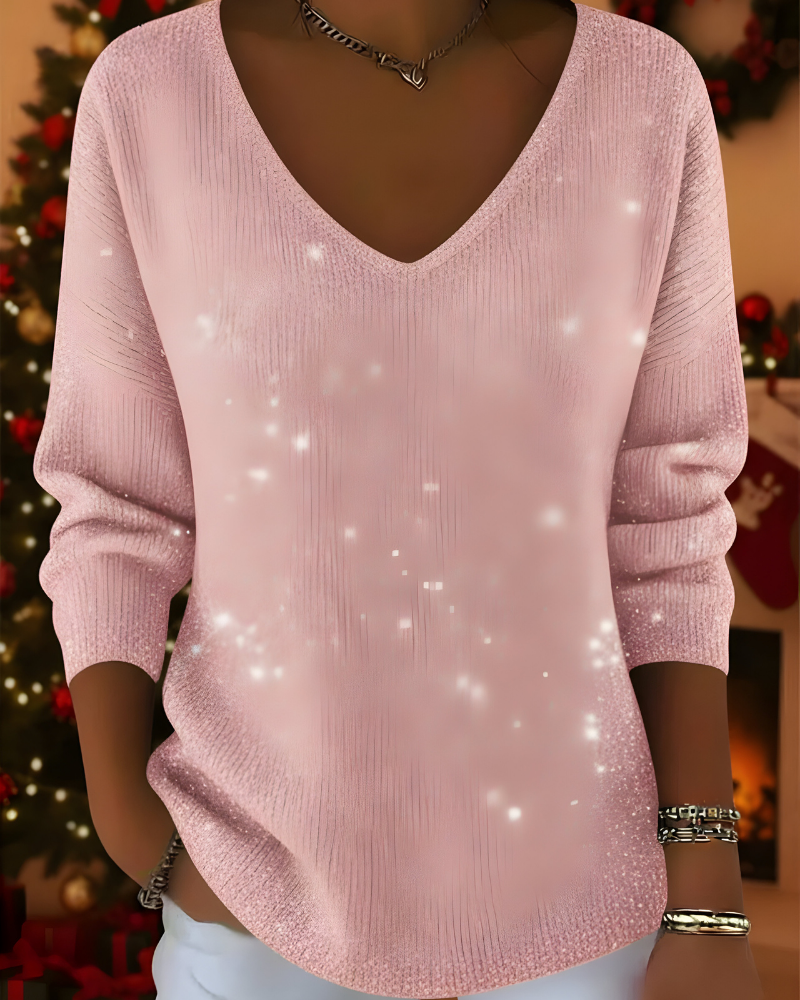 Hanna | Damen Strickpullover mit Glitzereffekt und Rippstruktur