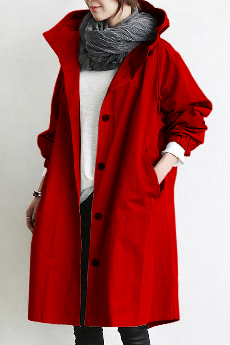 Freyla | Damen Trenchcoat mit Kapuze Wasserdicht Elegant