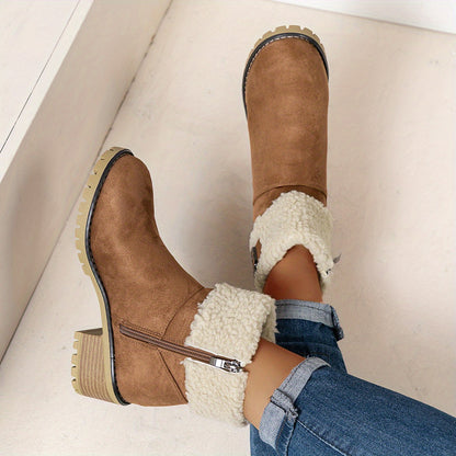 Belinda | Chelsea Boots für Damen mit Kunstfellkragen