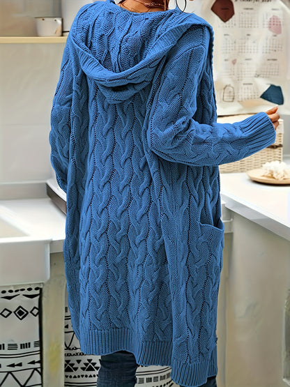 Chiara | Zopfmuster Strickjacke mit Kapuze für Damen
