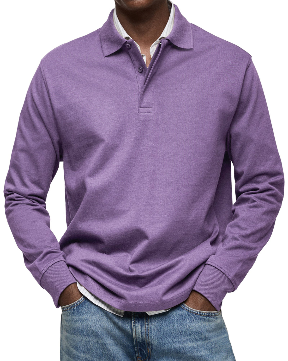 Matteo | Langarm Polo Shirt mit Knopfleiste für Herren