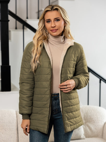Aveline | Winterjacke Damen gesteppt mit Kapuze und Teddyfutter
