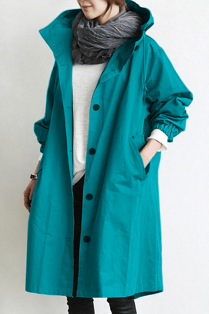 Freyla | Damen Trenchcoat mit Kapuze Wasserdicht Elegant