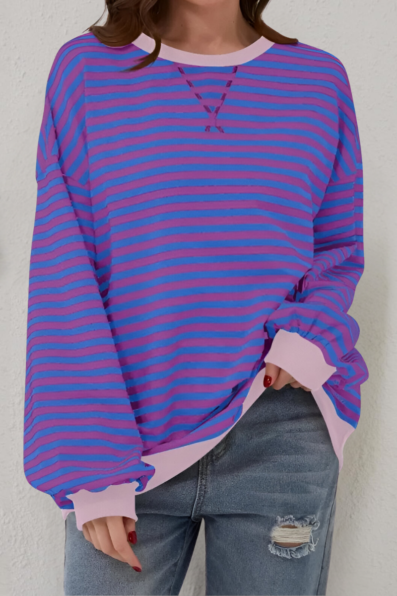 Guusje | Damen Sweatshirt mit Streifenmuster und Rundhalsausschnitt