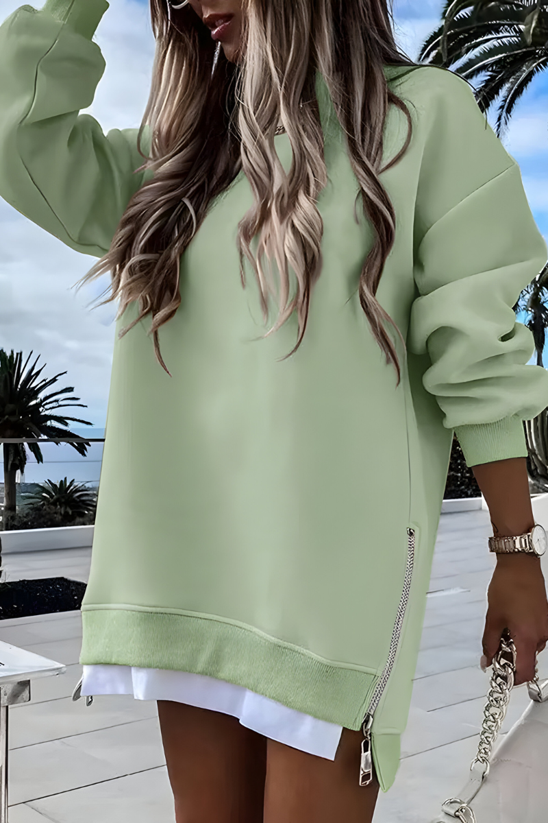 Hannah | Damen Oversized Pullover mit Seitenreißverschluss