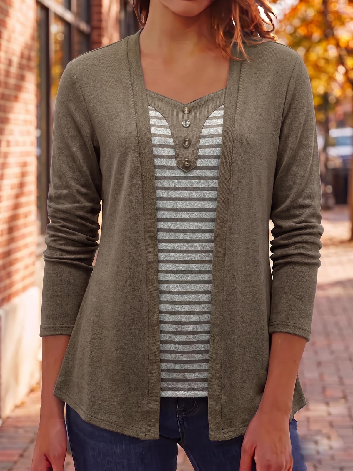 Eleanor | Damen Strickcardigan mit Streifen-Einsatz