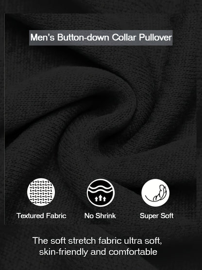 Emmanuel | Herren Strickpullover mit Knopfleiste Stehkragen