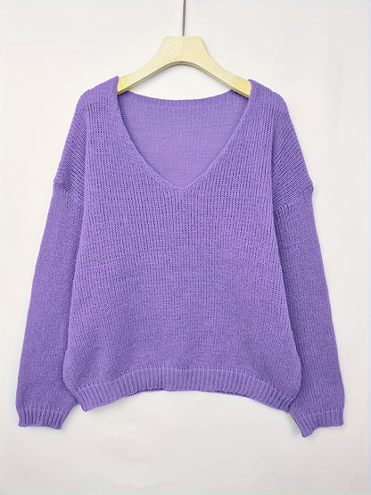 Julia | Damen Oversized Strickpullover mit V-Ausschnitt