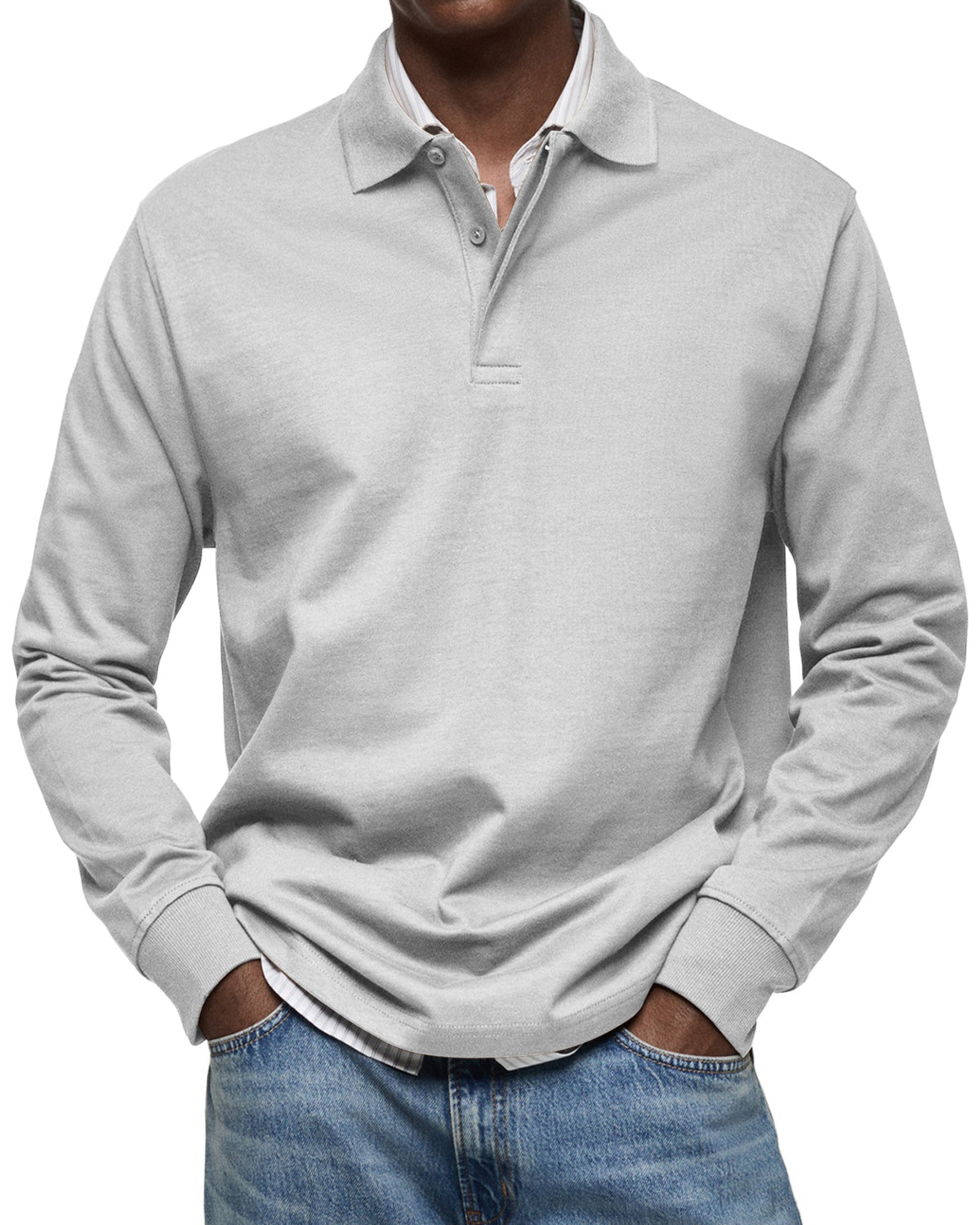 Matteo | Langarm Polo Shirt mit Knopfleiste für Herren