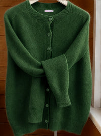 Elvira | Damen Strickjacke Cardigan Rundhalsausschnitt