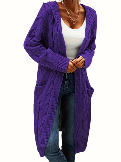Chiara | Zopfmuster Strickjacke mit Kapuze für Damen