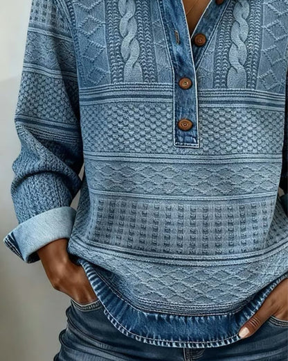 Charlotte | Damen Lockerer Pullover mit Halbknopfleiste