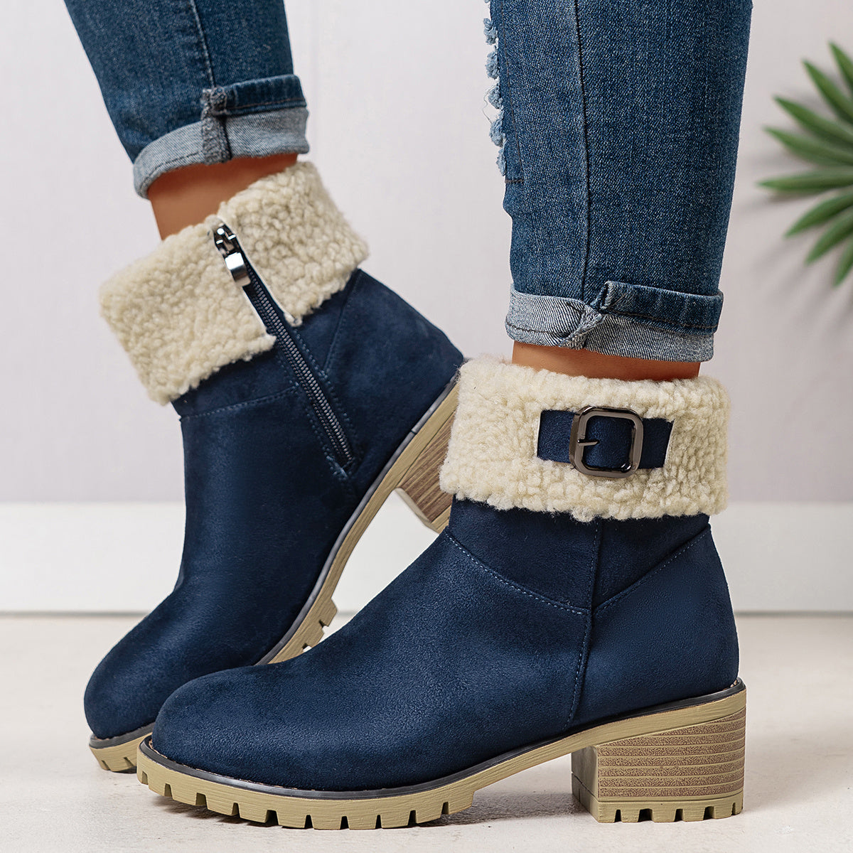 Belinda | Chelsea Boots für Damen mit Kunstfellkragen