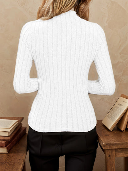 Annelies | Damen Rollkragen Pullover mit Streifen langarm
