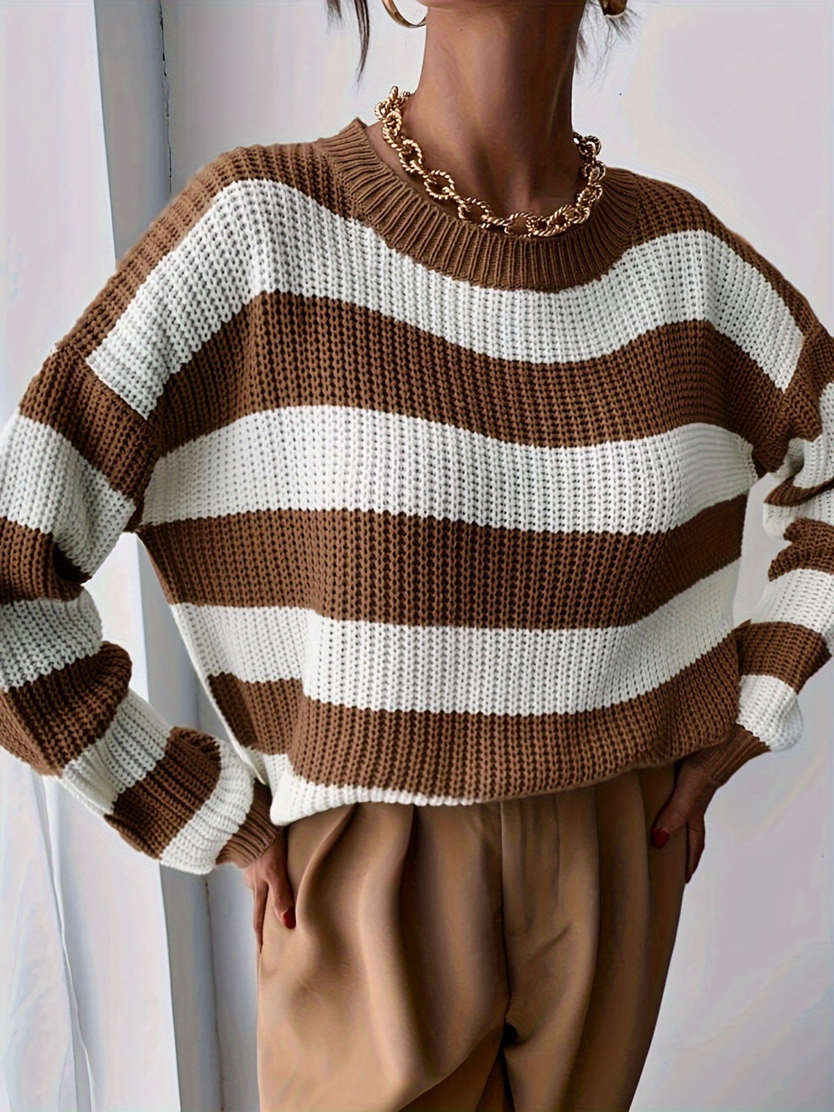 Madeleine | Gestreifter Oversized Strickpullover für Damen