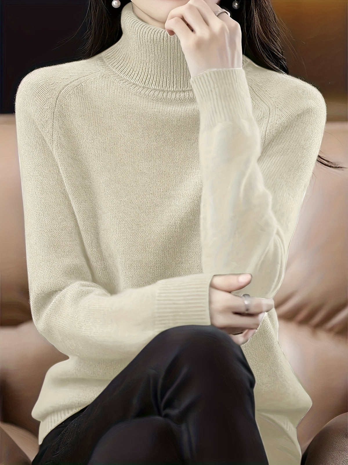 Rosalinde | Damen Rollkragenpullover mit geripptem Kragen