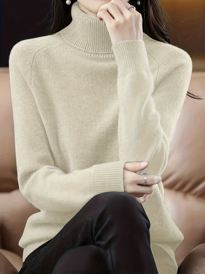 Rosalinde | Damen Rollkragenpullover mit geripptem Kragen