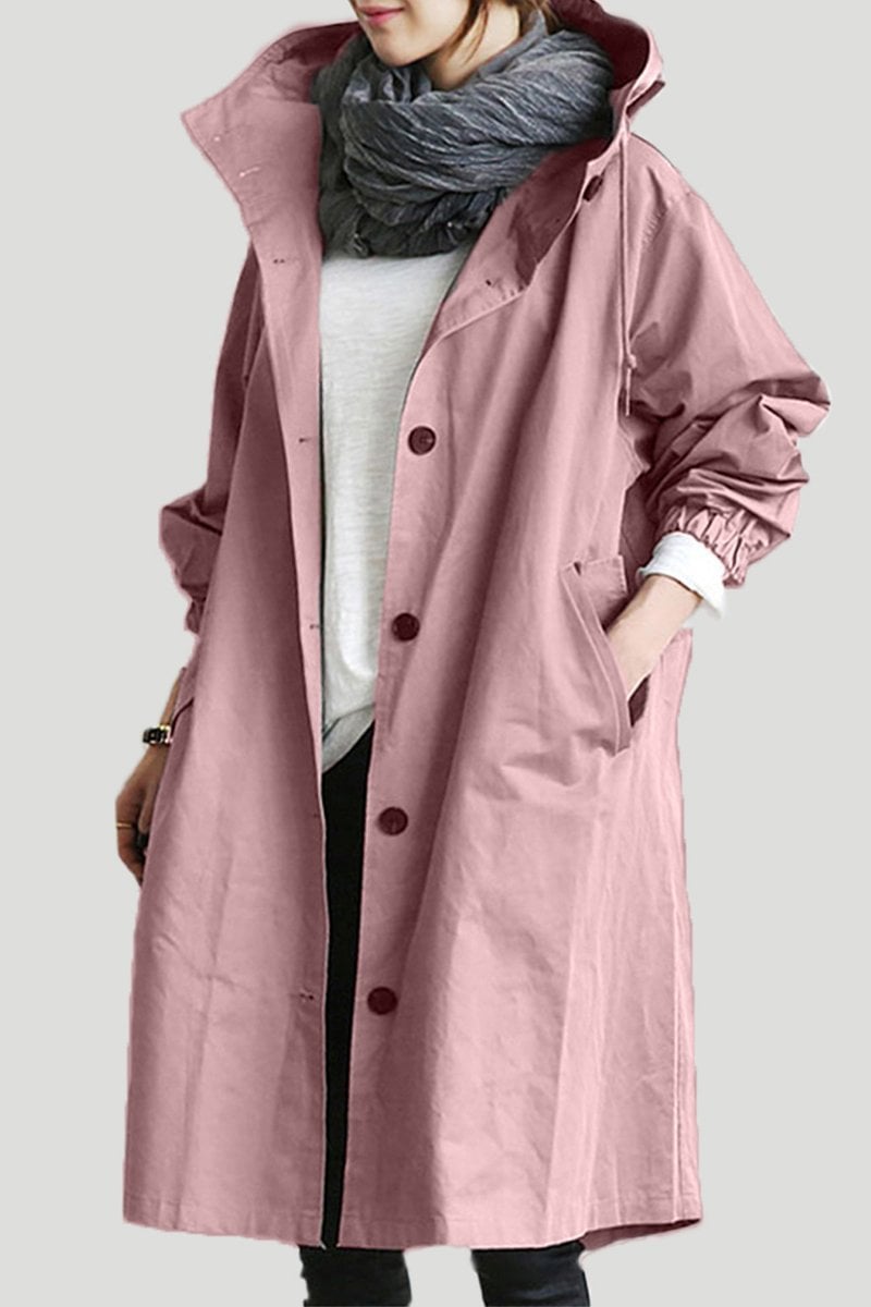 Freyla | Damen Trenchcoat mit Kapuze Wasserdicht Elegant