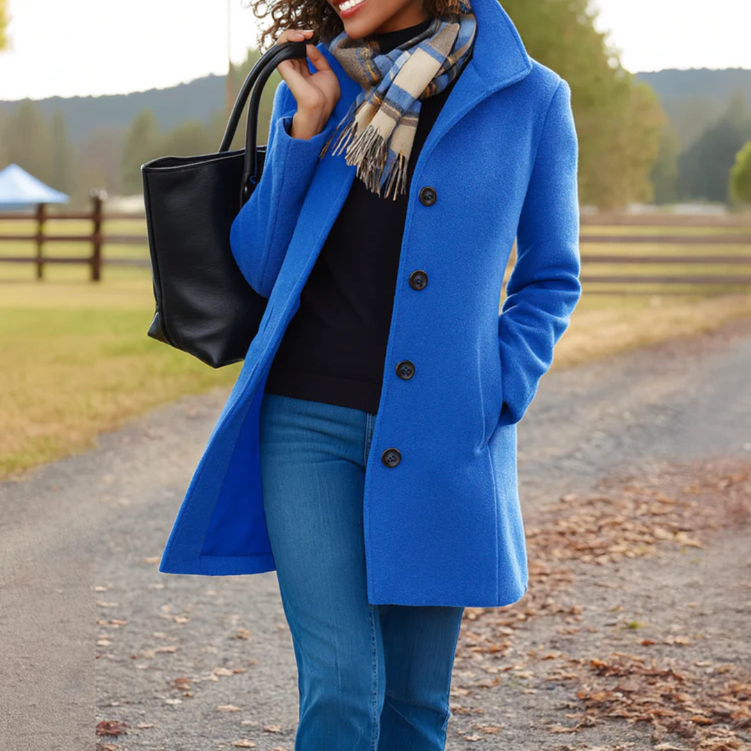 Clara | Damen Wintermantel mit Knopfleiste und Reverskragen, lang