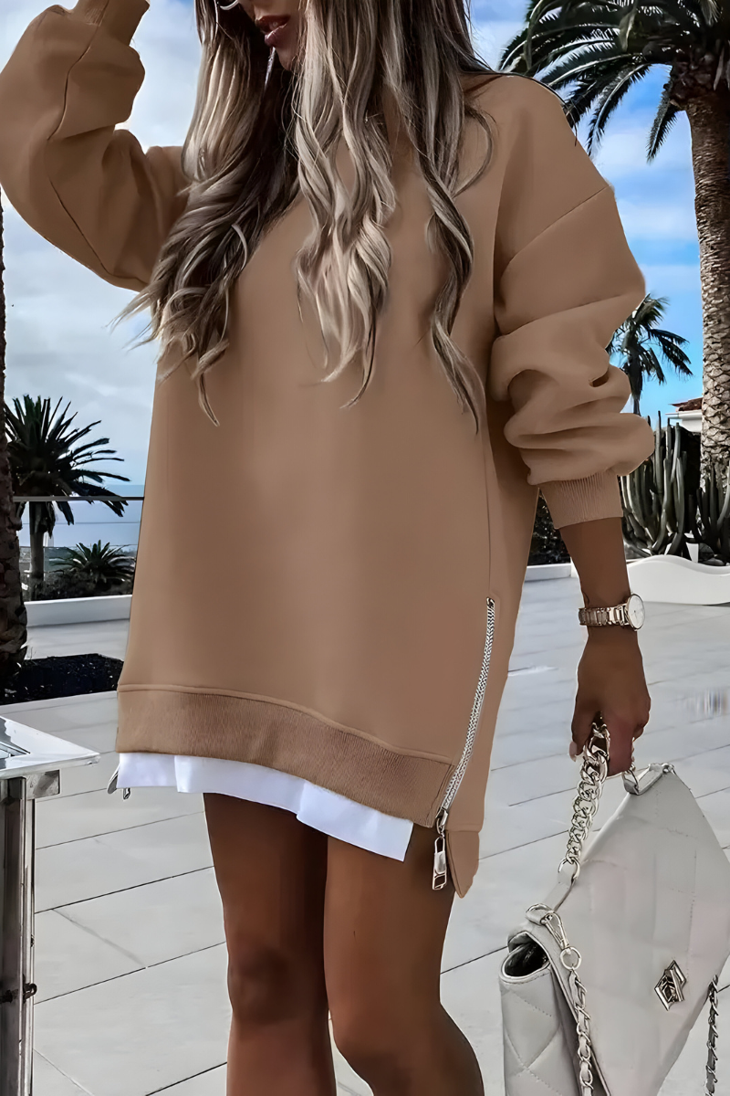 Hannah | Damen Oversized Pullover mit Seitenreißverschluss