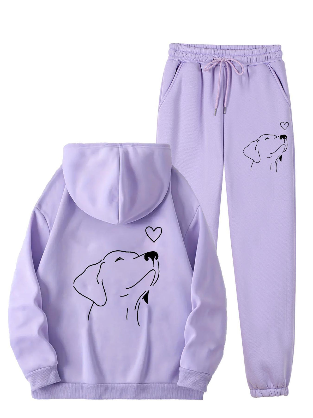 Blanche Oversized Hoodie Jogginghose Set mit Hundeprint für Damen