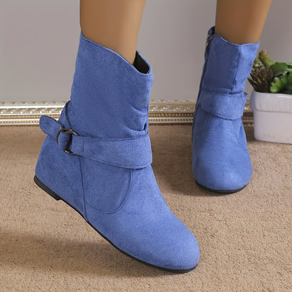 Marla | Damen Chelsea Boots mit Schnalle, Wildlederlook
