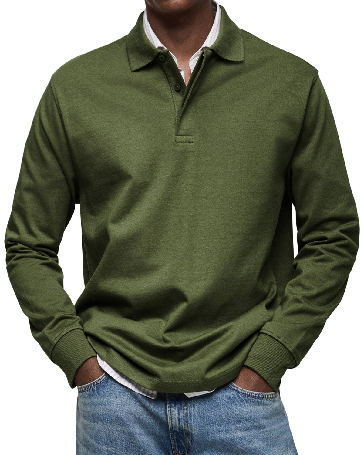 Matteo | Langarm Polo Shirt mit Knopfleiste für Herren