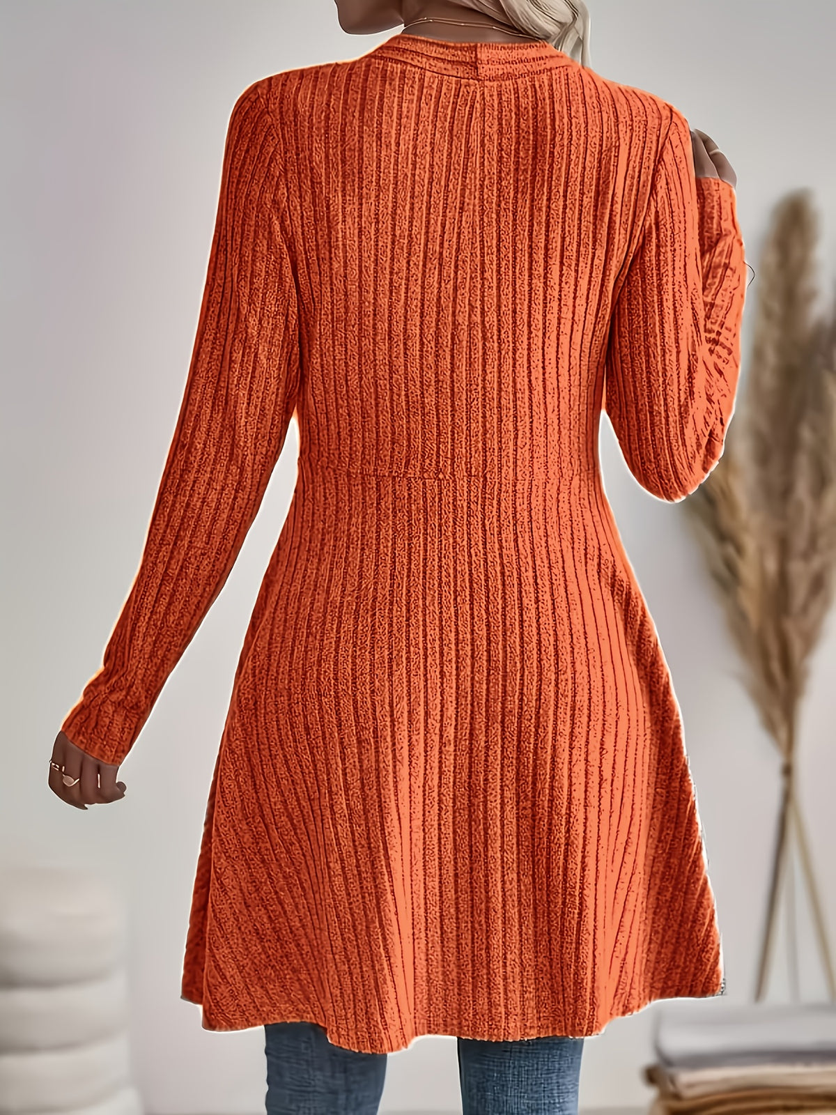 Rosalind | Winter Damen Mantel Strickcardigan Geripptem Design Lang