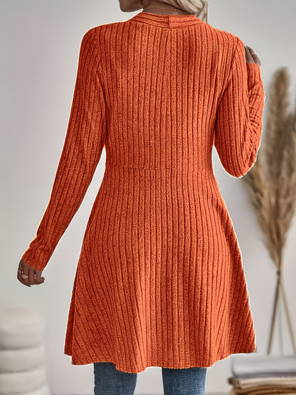 Rosalind | Winter Damen Mantel Strickcardigan Geripptem Design Lang