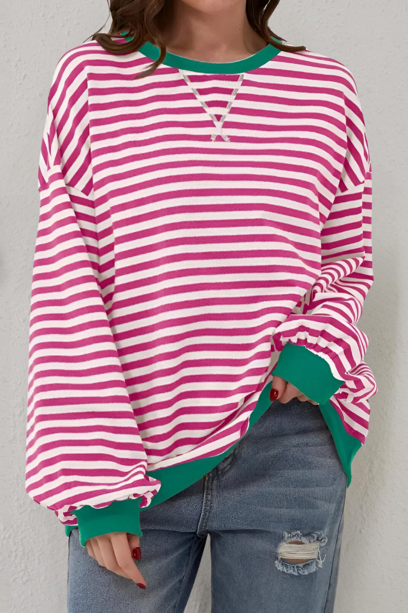 Guusje | Damen Sweatshirt mit Streifenmuster und Rundhalsausschnitt